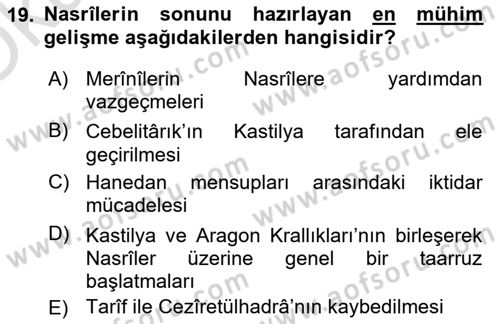 İslam Tarihi ve Medeniyeti 1 Dersi 2021 - 2022 Yılı Yaz Okulu Sınav Soruları 19. Soru