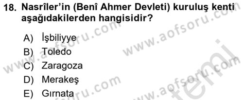 İslam Tarihi ve Medeniyeti 1 Dersi 2022 - 2023 Yılı (Final) Dönem Sonu Sınav Soruları 18. Soru