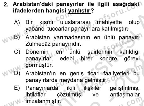 İslam Tarihi ve Medeniyeti 1 Dersi 2022 - 2023 Yılı (Final) Dönem Sonu Sınav Soruları 2. Soru