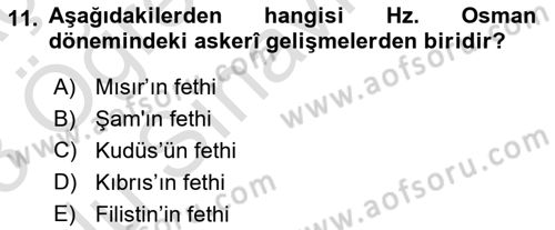 İslam Tarihi ve Medeniyeti 1 Dersi 2022 - 2023 Yılı Yaz Okulu Sınav Soruları 11. Soru