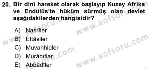 İslam Tarihi ve Medeniyeti 1 Dersi 2022 - 2023 Yılı Yaz Okulu Sınav Soruları 20. Soru