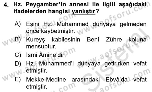 İslam Tarihi ve Medeniyeti 1 Dersi 2022 - 2023 Yılı Yaz Okulu Sınav Soruları 4. Soru