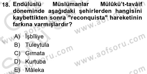 İslam Tarihi ve Medeniyeti 1 Dersi 2023 - 2024 Yılı (Final) Dönem Sonu Sınav Soruları 18. Soru