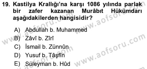 İslam Tarihi ve Medeniyeti 1 Dersi 2023 - 2024 Yılı (Final) Dönem Sonu Sınav Soruları 19. Soru