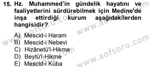 İslam Tarihi ve Medeniyeti 2 Dersi 2012 - 2013 Yılı (Final) Dönem Sonu Sınav Soruları 15. Soru
