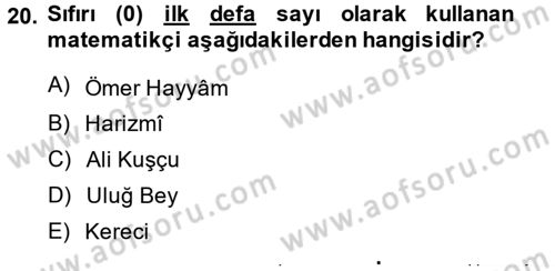 İslam Tarihi ve Medeniyeti 2 Dersi 2013 - 2014 Yılı (Final) Dönem Sonu Sınav Soruları 20. Soru