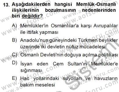 İslam Tarihi ve Medeniyeti 2 Dersi 2014 - 2015 Yılı (Vize) Ara Sınav Soruları 13. Soru