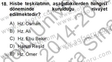 İslam Tarihi ve Medeniyeti 2 Dersi 2014 - 2015 Yılı (Vize) Ara Sınav Soruları 18. Soru