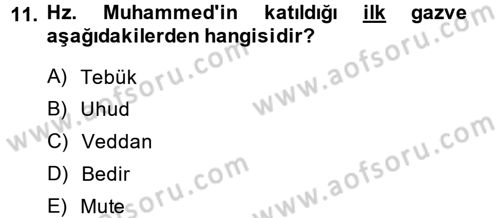 İslam Tarihi ve Medeniyeti 2 Dersi 2014 - 2015 Yılı (Final) Dönem Sonu Sınav Soruları 11. Soru