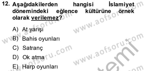 İslam Tarihi ve Medeniyeti 2 Dersi 2014 - 2015 Yılı (Final) Dönem Sonu Sınav Soruları 12. Soru