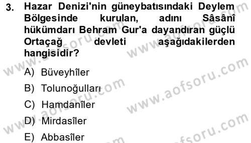 İslam Tarihi ve Medeniyeti 2 Dersi 2014 - 2015 Yılı (Final) Dönem Sonu Sınav Soruları 3. Soru