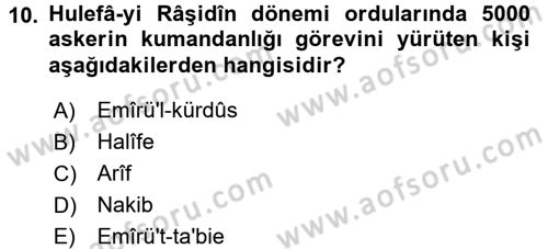 İslam Tarihi ve Medeniyeti 2 Dersi 2015 - 2016 Yılı (Final) Dönem Sonu Sınav Soruları 10. Soru