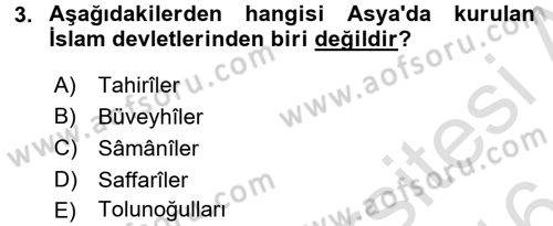 İslam Tarihi ve Medeniyeti 2 Dersi 2015 - 2016 Yılı (Final) Dönem Sonu Sınav Soruları 3. Soru