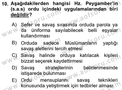 İslam Tarihi ve Medeniyeti 2 Dersi 2016 - 2017 Yılı (Final) Dönem Sonu Sınav Soruları 10. Soru