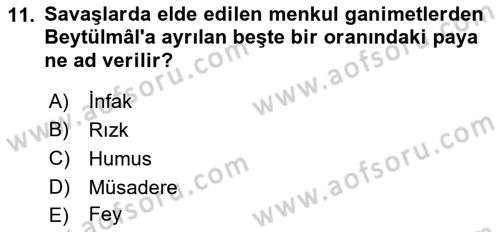 İslam Tarihi ve Medeniyeti 2 Dersi 2016 - 2017 Yılı (Final) Dönem Sonu Sınav Soruları 11. Soru