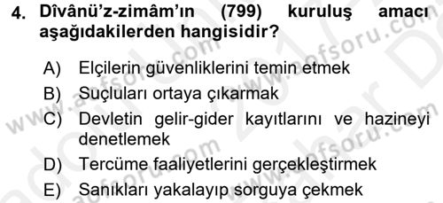 İslam Tarihi ve Medeniyeti 2 Dersi 2017 - 2018 Yılı (Vize) Ara Sınav Soruları 4. Soru