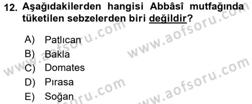 İslam Tarihi ve Medeniyeti 2 Dersi 2017 - 2018 Yılı (Final) Dönem Sonu Sınav Soruları 12. Soru