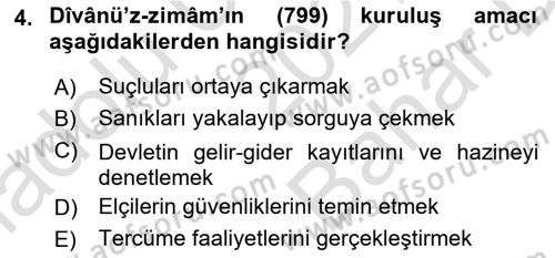 İslam Tarihi ve Medeniyeti 2 Dersi 2021 - 2022 Yılı (Vize) Ara Sınav Soruları 4. Soru