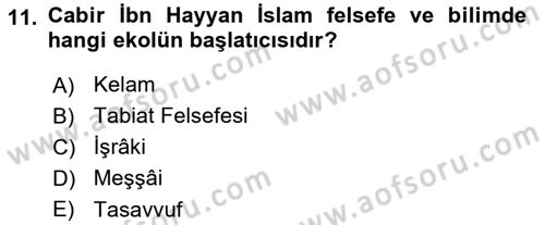 İslam Tarihi ve Medeniyeti 2 Dersi 2022 - 2023 Yılı Yaz Okulu Sınav Soruları 11. Soru
