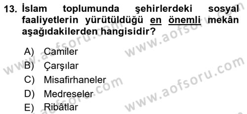 İslam Tarihi ve Medeniyeti 2 Dersi 2022 - 2023 Yılı Yaz Okulu Sınav Soruları 13. Soru