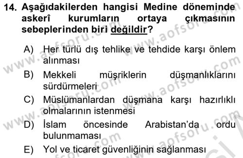 İslam Tarihi ve Medeniyeti 2 Dersi 2022 - 2023 Yılı Yaz Okulu Sınav Soruları 14. Soru