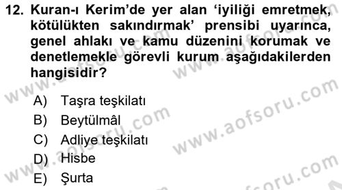 İslam Tarihi ve Medeniyeti 2 Dersi 2023 - 2024 Yılı Yaz Okulu Sınav Soruları 12. Soru