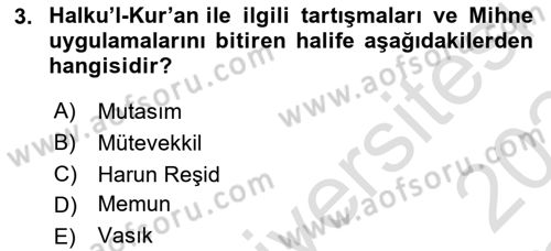 İslam Tarihi ve Medeniyeti 2 Dersi 2023 - 2024 Yılı Yaz Okulu Sınav Soruları 3. Soru
