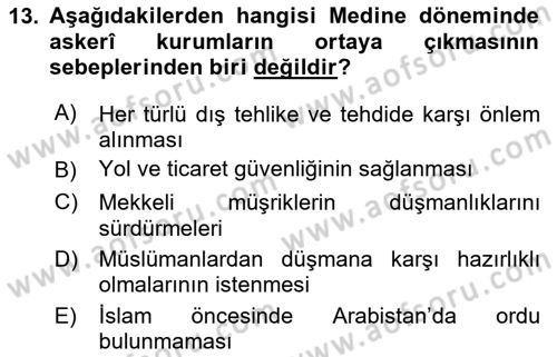 İslam Tarihi ve Medeniyeti 2 Dersi 2024 - 2025 Yılı Yaz Okulu Sınav Soruları 13. Soru