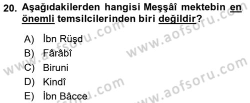 İslam Tarihi ve Medeniyeti 2 Dersi 2024 - 2025 Yılı Yaz Okulu Sınav Soruları 20. Soru