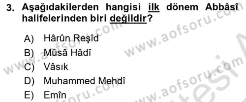 İslam Tarihi ve Medeniyeti 2 Dersi 2024 - 2025 Yılı Yaz Okulu Sınav Soruları 3. Soru