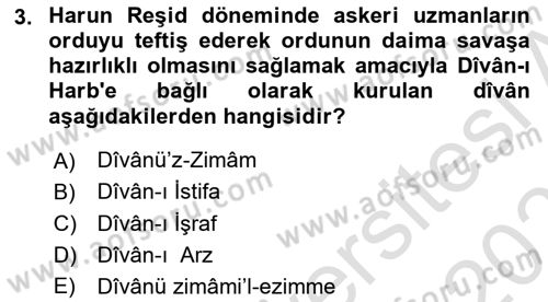 İslam Tarihi ve Medeniyeti 2 Dersi 2025 - 2026 Yılı (Vize) Ara Sınav Soruları 3. Soru