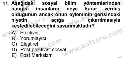 Tarih Metodu Dersi 2012 - 2013 Yılı (Vize) Ara Sınav Soruları 11. Soru
