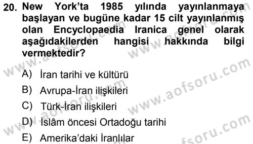 Tarih Metodu Dersi 2013 - 2014 Yılı (Vize) Ara Sınav Soruları 20. Soru