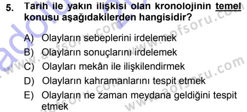 Tarih Metodu Dersi Ara Sınavı Deneme Sınav Soruları 5. Soru