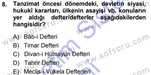 Tarih Metodu Dersi 2013 - 2014 Yılı (Vize) Ara Sınav Soruları 8. Soru