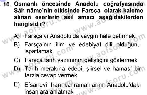 Tarih Metodu Dersi 2013 - 2014 Yılı (Final) Dönem Sonu Sınav Soruları 10. Soru