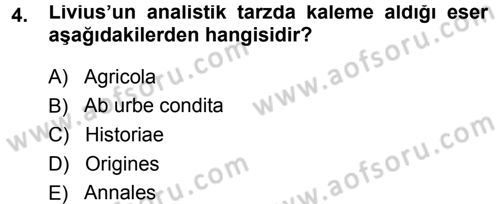 Tarih Metodu Dersi 2013 - 2014 Yılı (Final) Dönem Sonu Sınavı 4. Soru
