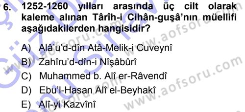 Tarih Metodu Dersi 2013 - 2014 Yılı (Final) Dönem Sonu Sınav Soruları 6. Soru