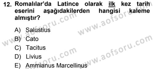 Tarih Metodu Dersi Ara Sınavı Deneme Sınav Soruları 12. Soru