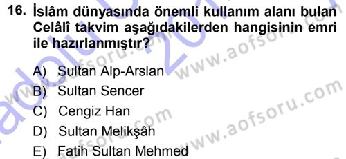 Tarih Metodu Dersi Ara Sınavı Deneme Sınav Soruları 16. Soru