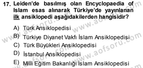 Tarih Metodu Dersi Ara Sınavı Deneme Sınav Soruları 17. Soru