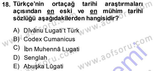 Tarih Metodu Dersi 2014 - 2015 Yılı (Vize) Ara Sınav Soruları 18. Soru