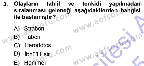 Tarih Metodu Dersi Ara Sınavı Deneme Sınav Soruları 3. Soru