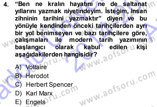 Tarih Metodu Dersi Ara Sınavı Deneme Sınav Soruları 4. Soru