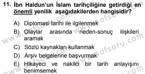 Tarih Metodu Dersi 2014 - 2015 Yılı (Final) Dönem Sonu Sınav Soruları 11. Soru