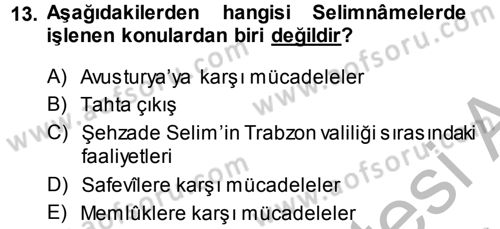 Tarih Metodu Dersi 2014 - 2015 Yılı (Final) Dönem Sonu Sınav Soruları 13. Soru
