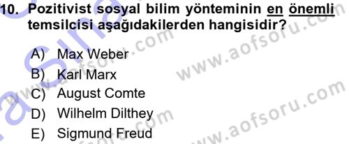 Tarih Metodu Dersi 2015 - 2016 Yılı (Vize) Ara Sınav Soruları 10. Soru