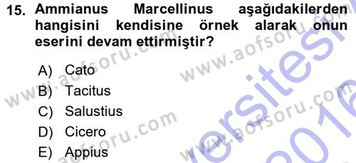 Tarih Metodu Dersi 2015 - 2016 Yılı (Vize) Ara Sınav Soruları 15. Soru