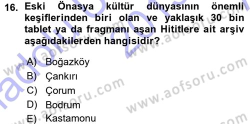 Tarih Metodu Dersi 2015 - 2016 Yılı (Vize) Ara Sınav Soruları 16. Soru