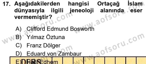 Tarih Metodu Dersi 2015 - 2016 Yılı (Vize) Ara Sınav Soruları 17. Soru